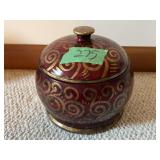 Decorative Lidded Container with Scroll Design