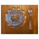 Pressed Glass Nappy Bowl and Spoon Set