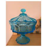 EAPG Bryce Higbee United States Coin Blue Footed Compote with Lid