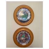 Two Lena Liu Decorative Plates in Wood Frames