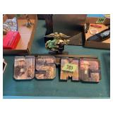 Marine Corps Collectible Lot: Letter Set, Figurine, and Plaque