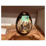 Decorative Egg-Shaped Glass Display Piece with Asian Motif
