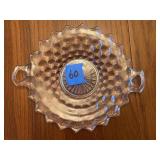 Iridescent Pressed Glass Diamond Pattern Handled Serving Tray