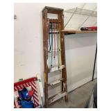 Wooden Ladder with Bungee Cords