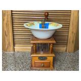 Fruit-Motif Ceramic Bowl Coffee Grinder