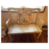 Painted Floral Motif Entryway Bench