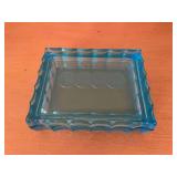 Blue Pressed Glass Box with Lid