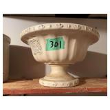 Decorative Ceramic Pedestal Bowl with Embossed Detail