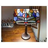 Stained Glass Table Lamp with Dragonfly Motif