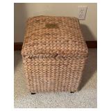 Woven Storage Ottoman with Hinged Lid