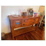 Wood Sideboard with Drawers and Bottom Shelf