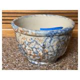 Spongeware Bowl with Blue and Brown Decoration