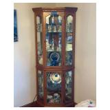Wood and Glass Corner Display Cabinet