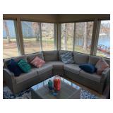 Outdoor Wicker Sectional Sofa with Pillows