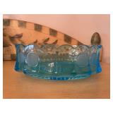 Blue Glass Coin Pattern Bowl