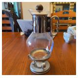 Clear Glass Coffee Warmer Carafe with Metal Stand