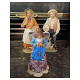 Ceramic Figurine Grouping, Three Pieces
