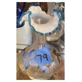 Fenton Art Glass Vase with Hand-Painted Floral Design