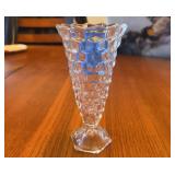 Clear Pressed Glass Trumpet Vase with Geometric Pattern