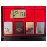 Lot of Four Advertising Lighters: RCA, Harley-Davidson, Chicago North Western, and Hubbell