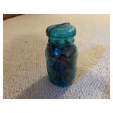 Ball Ideal Blue Glass Jar with Marbles