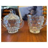 Pressed Glass Creamer and Covered Sugar