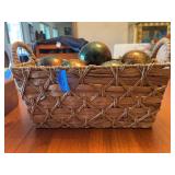 Decorative Iridescent Glass Balls in Basket