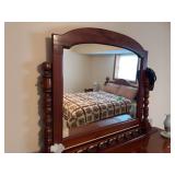 Wood Dresser with Attached Mirror