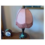 Floral Fabric Shade Table Lamp with Metal Base