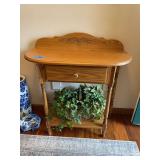 Small Oak Entry Table with Drawer and Shelf