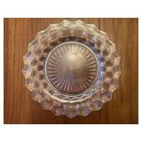 Clear Pressed Glass Plate with Geometric Pattern
