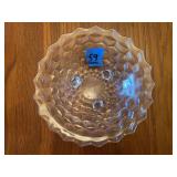 Pressed Glass Footed Bowl with Geometric Pattern