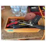 Assorted Hand Tools in Wood Storage Box
