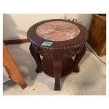 Round Wooden Stand with Marble Top