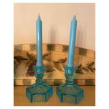 Pair of Modern Decorative Glass Candlestick Holders