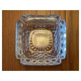 Pressed Glass Ash Tray with Geometric Pattern