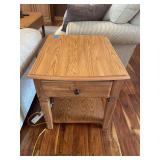 Wood End Table with Drawer and Shelf