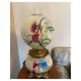 Hand Painted Floral Pattern Glass Lamp