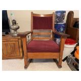 Upholstered Oak Rocking Chair