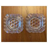 Pair of Clear Pressed Glass Coasters, Geometric Design