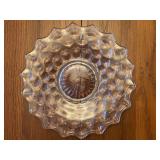 Iridescent Pressed Glass Bowl with Geometric Pattern