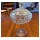 Pressed Glass Pedestal Candy Dish with Lid