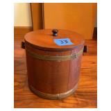 Wood Container with Lid and Metal Bands
