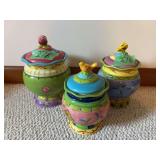 Set of Three Ceramic Lidded Jars