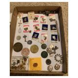 Collection of Assorted State Charms, Religious Medals, and Commemorative Tokens