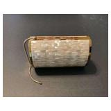 Mother of Pearl Inlay Metal Evening Clutch with Mirror and Comb