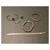Collection of Four Sterling Silver Bracelets and Ring