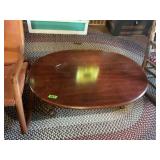 Oval Wooden Coffee Table with Cabriole Legs