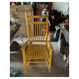 Yellow Painted Wooden Rocking Chair