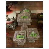 Set of Three Pressed Glass Pedestal Candy Dishes with Lids